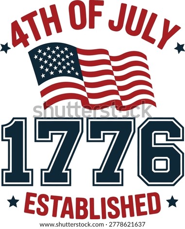 1776 Established 4th Of July American Flag Graphic