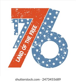 1776 Land of The Free 4th of july T-Shirt Design USA Land Of The Free Distressed and Non Distressed Sublimation