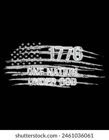 1776 One Nation Under God Patriotic Flag Shirt, 4th of July T-Shirt,  Shirt Print Template, Army design, 4th of July shirt, Veteran Shirt, USA Army Memorial Day, Remembering The Heroes
