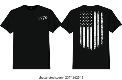 1776 With USA Flag T Shirt Design