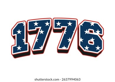 1776 USA Independence Day Letter Typography Isolated Background.	