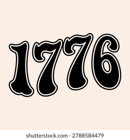1776 vintage typography graphic design element with typography patriotic celebration independence isolated decorative calligraphy lettering creative illustration memorabilia nostalgia