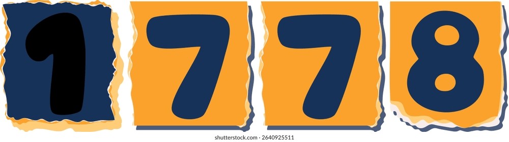 1778 Retro torn paper number Design art