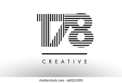 178 Black and White Number Logo Design with Vertical and Horizontal Lines.