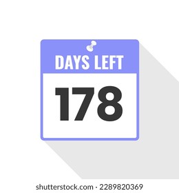 178 Days Left Countdown sales icon. 178 days left to go Promotional banner