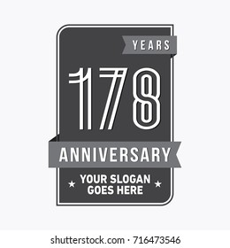178 years anniversary design template. Vector and illustration.