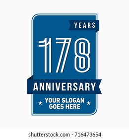 178 years anniversary design template. Vector and illustration.