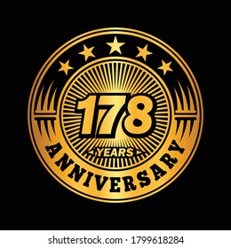 178 years anniversary. Anniversary logo design. Vector and illustration.