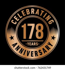 178 years anniversary logo template. Vector and illustration.