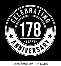 178 years anniversary logo template. Vector and illustration.