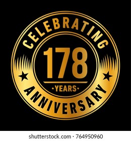 178 years anniversary logo template. Vector and illustration.