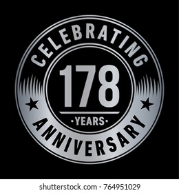 178 years anniversary logo template. Vector and illustration.