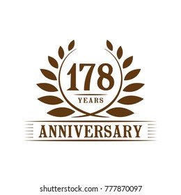 178 years anniversary logo template.