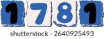 1781 Retro torn paper number Design art