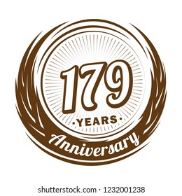 179 years anniversary. Anniversary logo design. 179 years logo