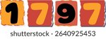 1797 Retro torn paper number Design art