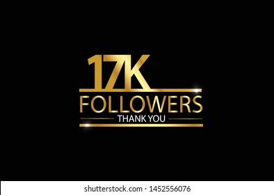 17k, 17.000 Followers celebration logotype. anniversary logo with golden and Spark light white color isolated on black background, vector design for celebration, Instagram, Twitter - Vector