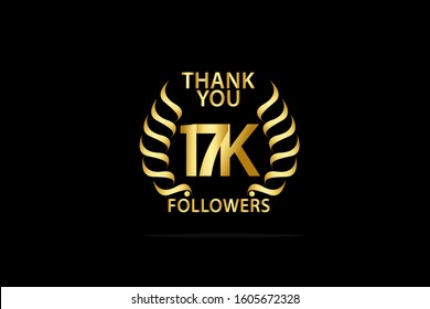 17K, 17.000 Followers celebration logotype. anniversary logo with golden and Spark light white color isolated on back background for social media - Vector