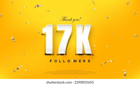 17k followers with yellow background. vector design premium editable.