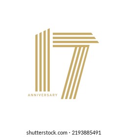 17th, 17 Years Anniversary Logo, Color, Vector Template Design element for birthday, invitation, wedding, jubilee and greeting card illustration.

