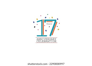 17th, 17 years, 17 year anniversary 2 colors blue and orange on white background abstract style logotype, vector design for celebration vector