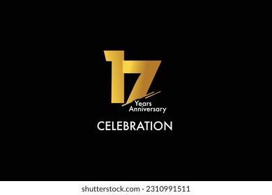 17th, 17 years, 17 year anniversary gold color on black background abstract style logotype. anniversary with gold color isolated on black background, vector design for celebration vector