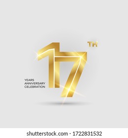 17th 3D gold anniversary logo isolated on elegant background, vector design for celebration purpose