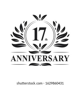 17th Anniversary celebration, luxurious 17 years Anniversary logo design.