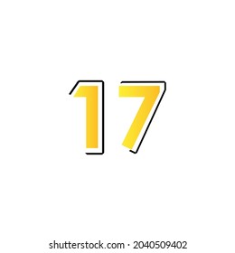 17th anniversary event party. Vector illustration. numbers template for Celebrating.
