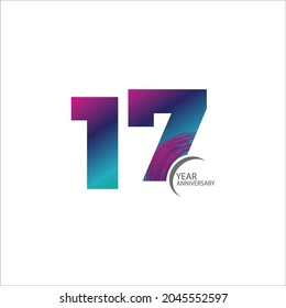 17th anniversary event party. Vector illustration. numbers template for Celebrating.