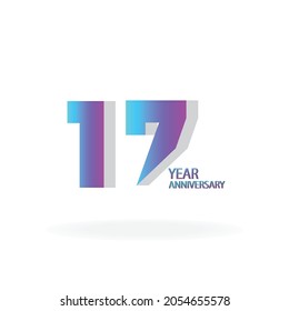 17th anniversary event party. Vector illustration. numbers template for Celebrating.
