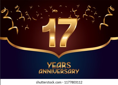 17th Anniversary gold numbers. background for anniversary