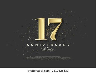 17th anniversary golden. Premium vector design to celebrate birthday.