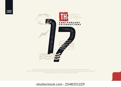 17-jähriges Jubiläum mit farbiger Textur und abstrakten geometrischen Formen
