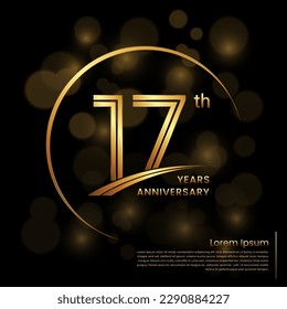 17th Anniversary logo design with double line numbers. Golden anniversary template. Vector Logo Template