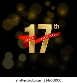 17th Anniversary logotype. Anniversary celebration template design for booklet, leaflet, magazine, brochure poster, banner, web, invitation or greeting card. Vector illustrations.