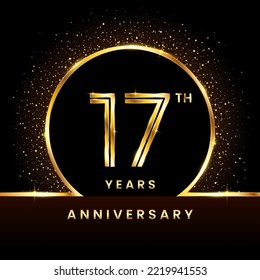 17th Anniversary Logotype. Golden Anniversary template design for celebration event, invitation card, greeting card, flyer, banner, poster, double line logo, vector illustration