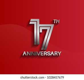 17th anniversary logotype silver color with multiple line style for celebration event