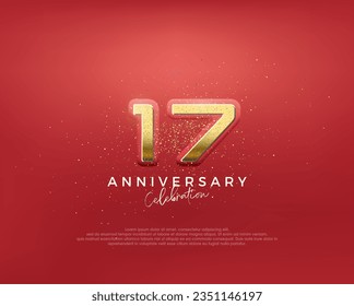 17th anniversary in luxurious gold color. glitter vector premium.