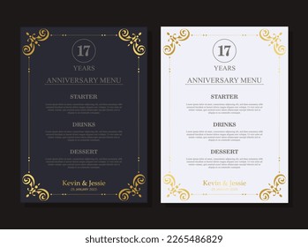 17th anniversary menu design template