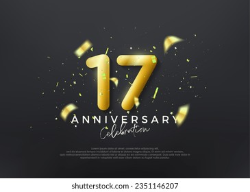 17th anniversary numbers. gold luxury vector background premium.