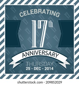 17th Anniversary poster / template design in retro style - Vector Background