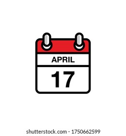 17th of April flat day of the month calendar icon. Date and time schedule concept. Vector illustration design