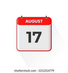 17th August calendar icon. August 17 calendar Date Month icon vector illustrator