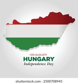 17th August Hungary Independence Day, Realistic 3D Map of Hungary Vector Design Template