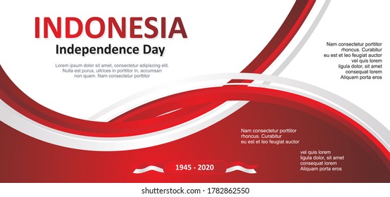 17th August Indonesia Independence Day Background with abstract red and white color and wavy design