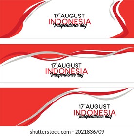 17th August Indonesia Independence day banner background illustration concept - set of 3