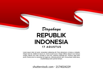 17th August Indonesia Independence, Vector red color Flat design, Illustration of flag for booklet, leaflet, magazine, brochure poster, banner, web,  greeting card. Vector illustrations.