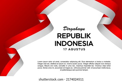 17th August Indonesia Independence, Vector red color Flat design, Illustration of flag for booklet, leaflet, magazine, brochure poster, banner, web,  greeting card. Vector illustrations.
