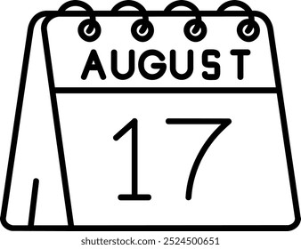 17th of August Line vector Icon Design